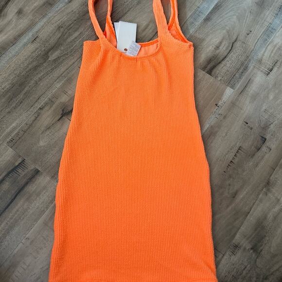 GOOD AMERICAN COVER UP WOMENS ALWAYS FITS MINI DRESS ORANGE-CREAM texture xs s - Picture 5 of 7